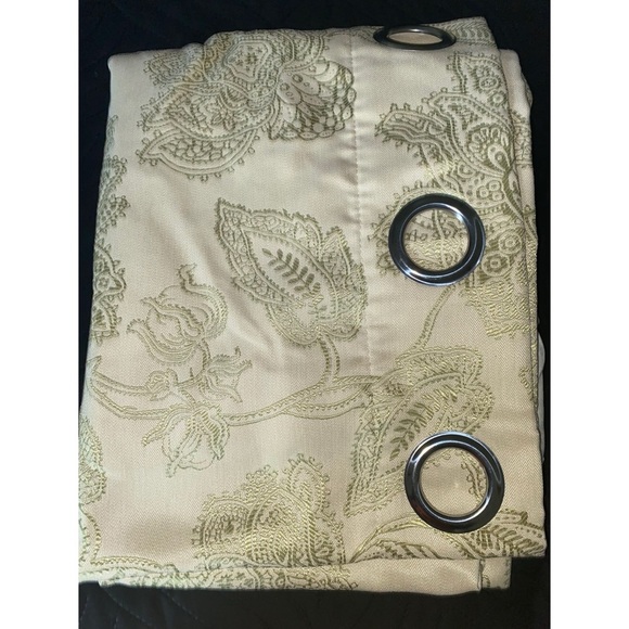 Pier 1 Imports Cream Sage Textured Paisley Grommet Elegant Curtain Panel 50x84” - Picture 2 of 11